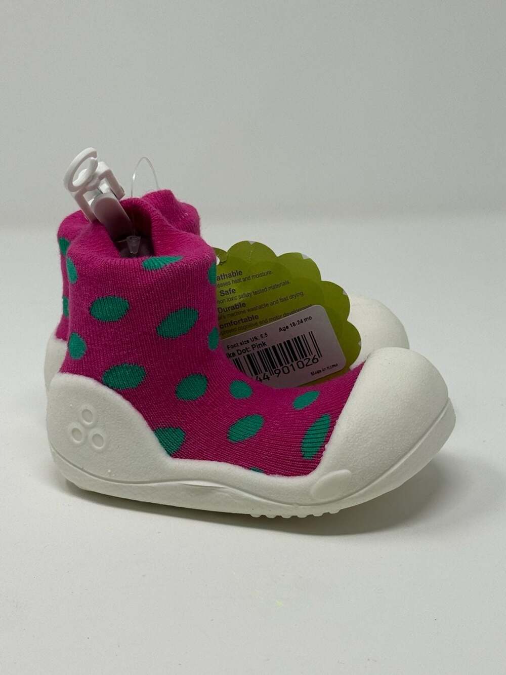 Attipas Baby First Walker Shoes in Polka Dot Pink, Size Large (US 5.5)